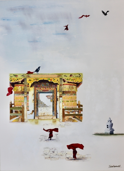 Raven Deity | Sacred Himalayan Watercolor Art