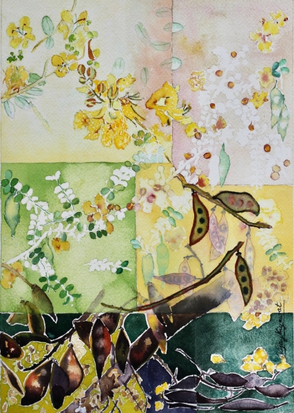 Golden Harmony | Botanical Watercolor Art