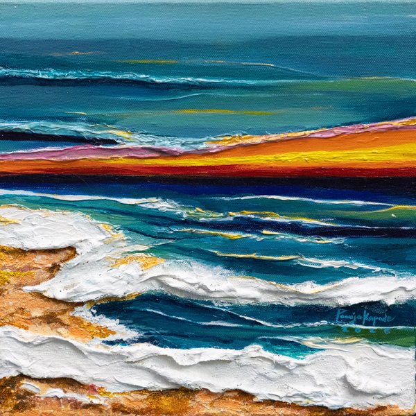 Sculpted Ocean-3d Creative Landscape | Abstract Ocean Waves and Seascape Wall Decor