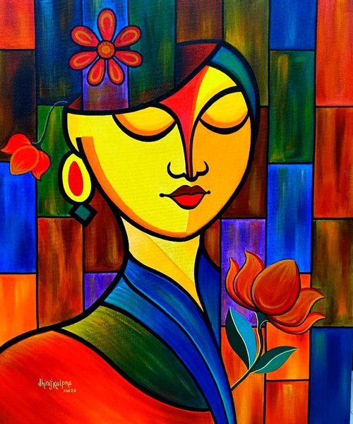 Serenity In Colors | Contemporary Figurative Acrylic Painting
