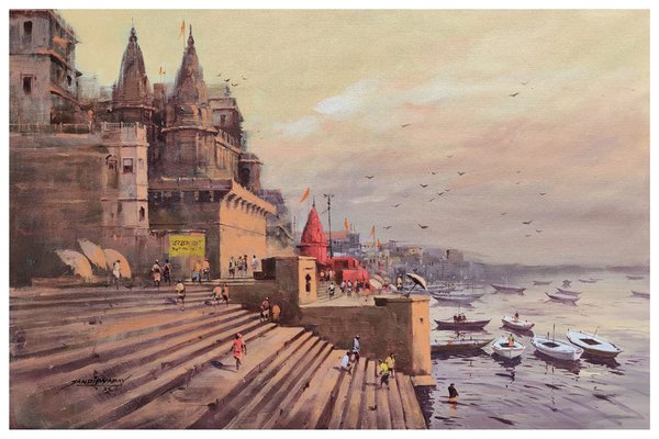 Saffron Steps | Indian Heritage Painting