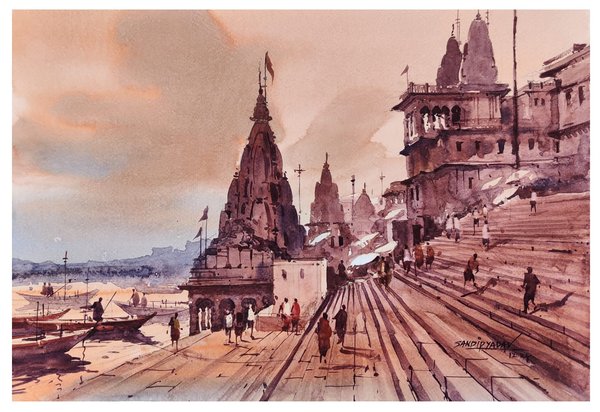 Ghat Reverie | Heritage Landscape Painting