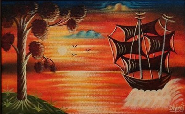 Golden Horizon Voyage | Painting Decor