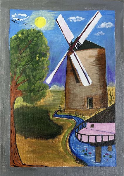 Windmill Meadow | Acrylic Nature Painting
