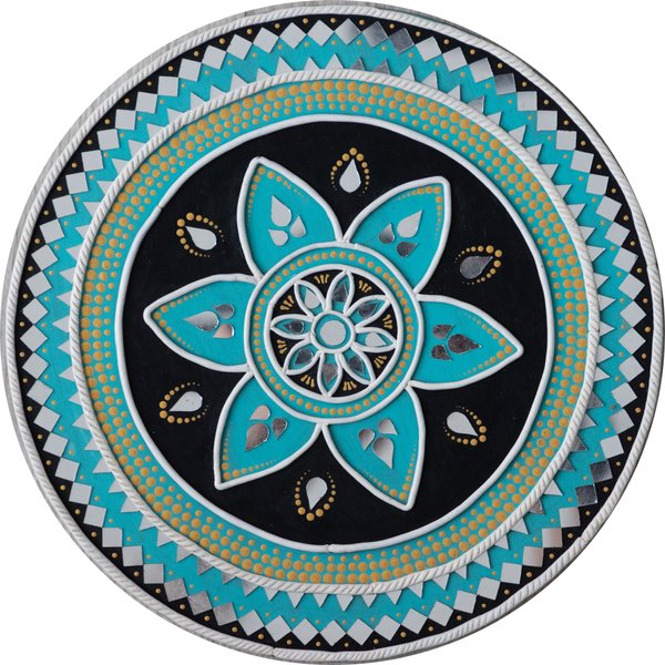 Teal Bloom Lippan Art | Circular Floral Wall Art