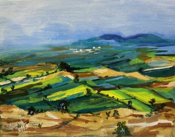 Paddy Fields | Indian Landscape Oil Painting
