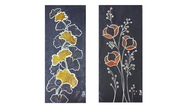 Elegant Golden Leaf And Copper Flower