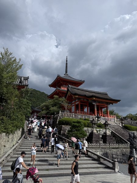 Temple Steps Under Dark Clouds