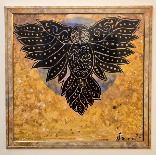 Golden Owl | Bird Acrylic Painting