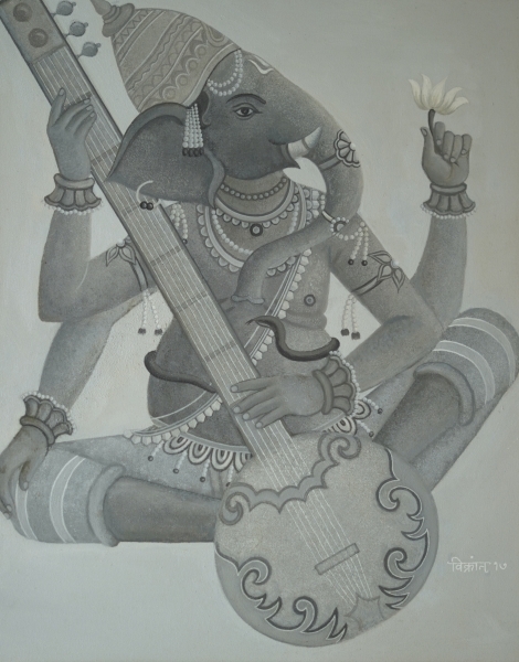 Divine Harmony Ganesha Monochrome Artwork