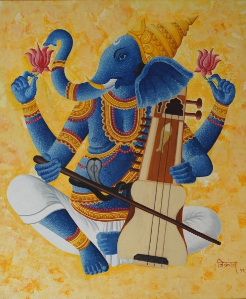 Harmony Of Blue Ganesha Painting
