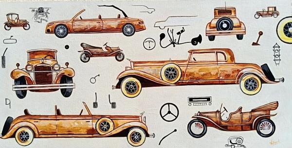 Wheels Of Time Vintage Car Artwork