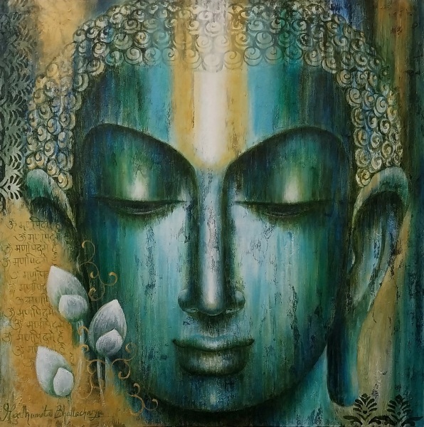 Solace Buddha Portrait Painting on Canvas