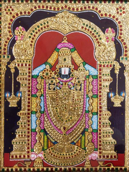 Tirupathi Balaji Devotional Thanjavur Painting
