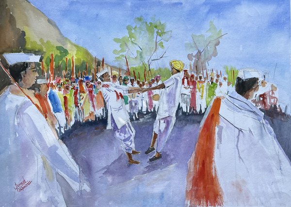 Palkhi Sohala | Original Warkari Watercolor Painting