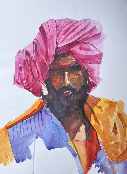 Portrait of a Shepherd I | Original Watercolor Portrait