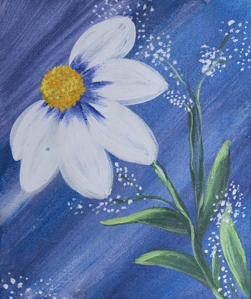 White Flower in Blue Night | Botanical Flower Art