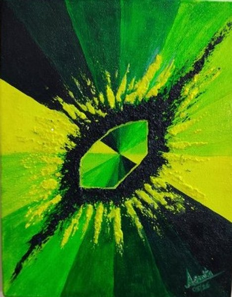 Emerald Burst Geometric Abstract Painting