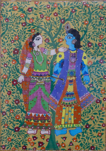 Radha Krishna Leela | Madhubani Art