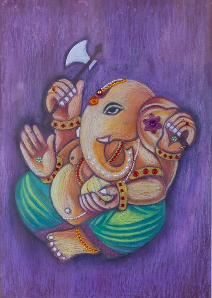 Vignaharta - Ganesha With Axe Traditional Indian Artwork