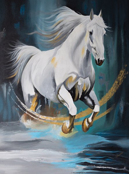 Golden Stride - The Free Spirit | Horse Painting