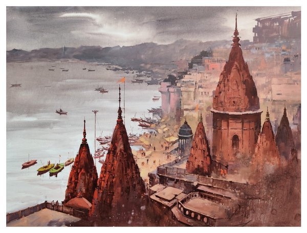 Ganga Ghat | Varanasi Ghat Heritage Wall Decor