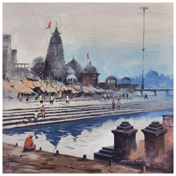 Nashik Shiva Temple | Watercolor Painting with Temple View