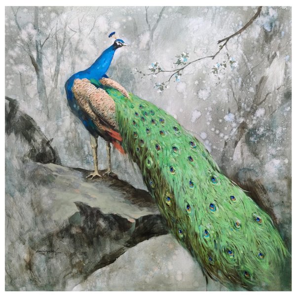 Emerald Majesty | Peacock Wildlife Painting