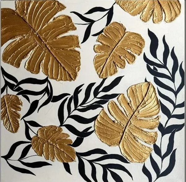 Nature Elegance | Modern Gold Leaf Floral Art