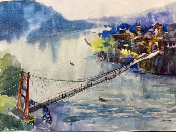 Badrinath | Himalayan Landscape Watercolor Painting