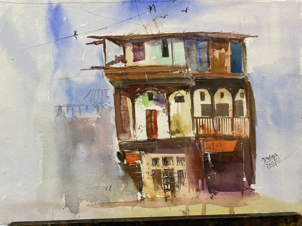 Old Wada-2 | Traditional Indian Architecture Painting