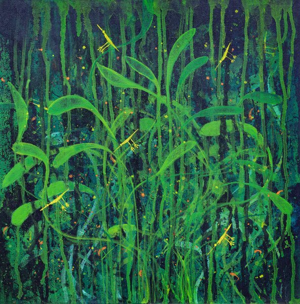 Rain In The Forest - 2 | Lush Green Forest Acrylic Painting