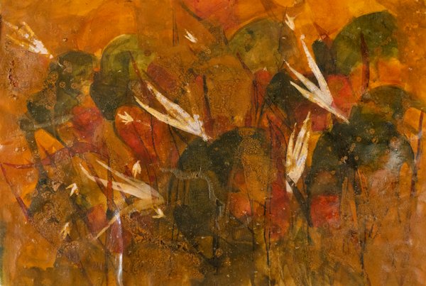 Gardens In Ember 1 | Abstract Botanical Painting