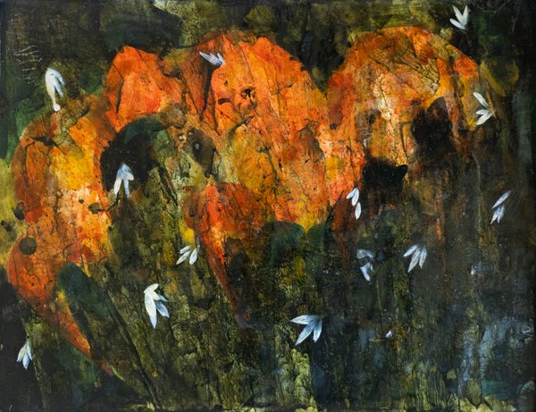 Gardens In Ember 7 | Glowing Garden Abstract Art