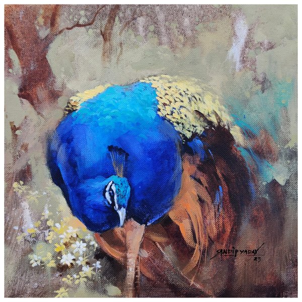 Royal Blue Reverie | Peacock Fine Art Painting