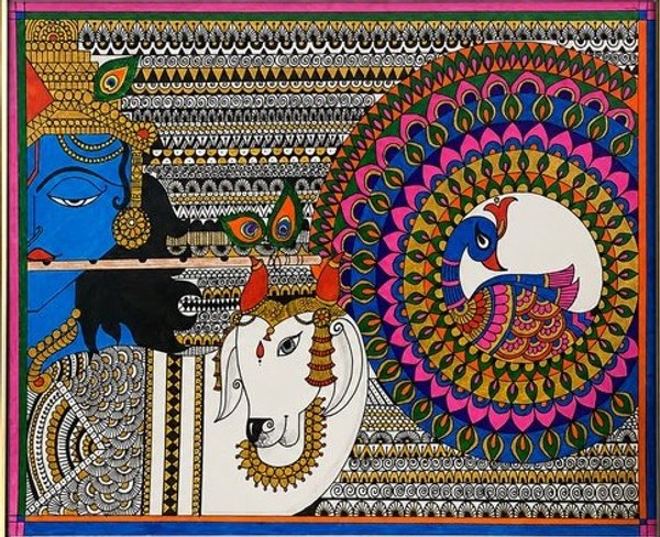 Sacred Harmony Krishna & Peacock | Mandala Painting Home Decor