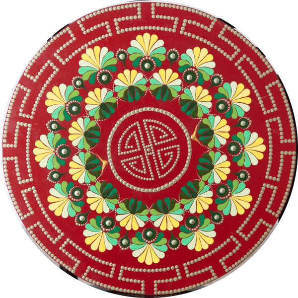Crimson Floral Mandala Wall Art