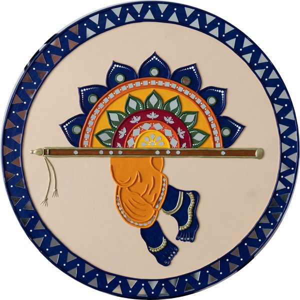 Krishna And Basuri Lippan Art | Religious Wall Art