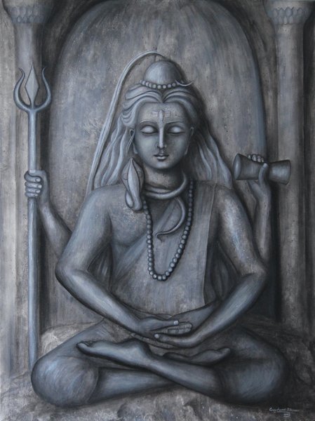 God Shiva Shankar | Monochrome Devotional Art